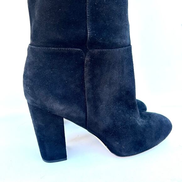 Sam Edelman Caprice Black Suede Knee-High Boots Tall Chunky Heels 10 - Picture 4 of 10